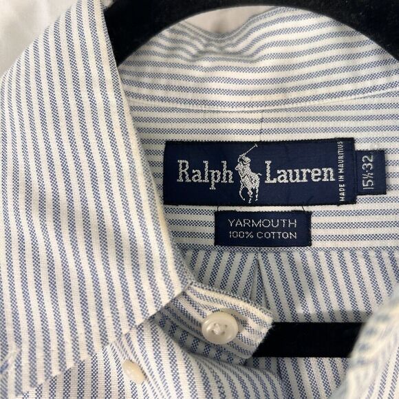 Ralph Lauren Dress Shirt Men 16 34 Striped Button Up Long Sleeve Yarmouth - Picture 6 of 10